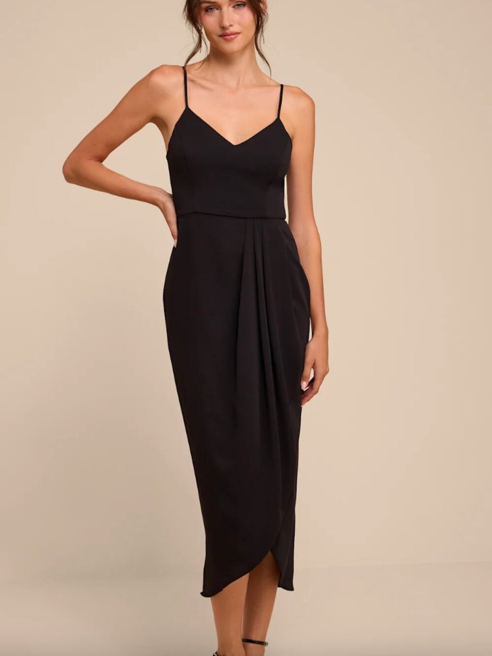 Lulus Reinette Black Midi Dress
